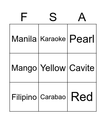 Philippine Trivia Bingo Card