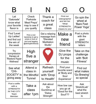 STRENGTH IN THE CITY Festival BINGO -when you get BINGO take it to the STRENGTH table for your prize!- Bingo Card