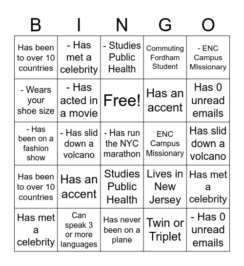 ENC Bingo Card