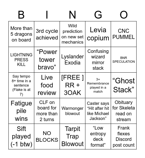 Canadian Nats 2023 Bingo Card