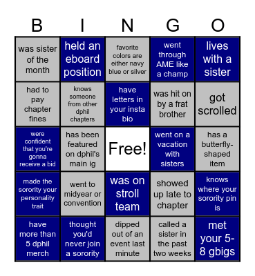 DPhiL Bingo! Bingo Card