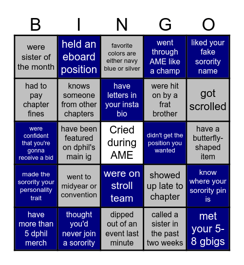 DPhiL Bingo! Bingo Card