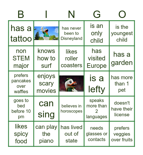 SSEM BINGO Card