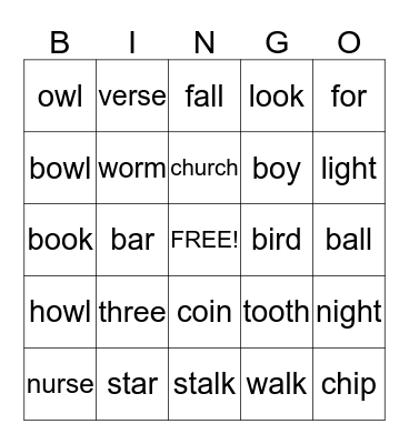 Chart 8 Bingo Card