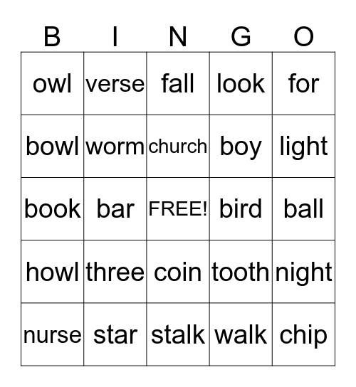 Chart 8 Bingo Card