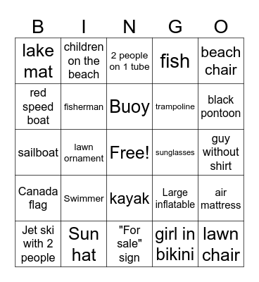 Boat Bingo Card