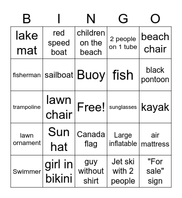Boat Bingo Card