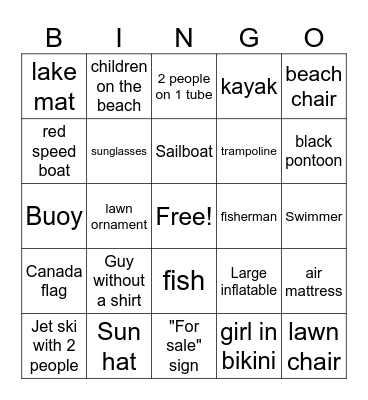 Boat Bingo Card