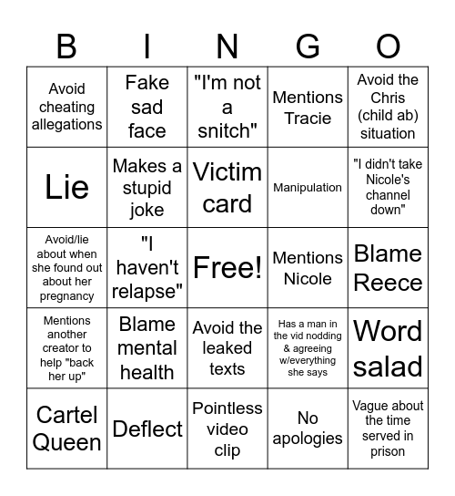 Methica's DocuSeries Bingo Card