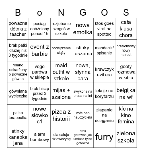 sniadecky 23/24 bingo Card