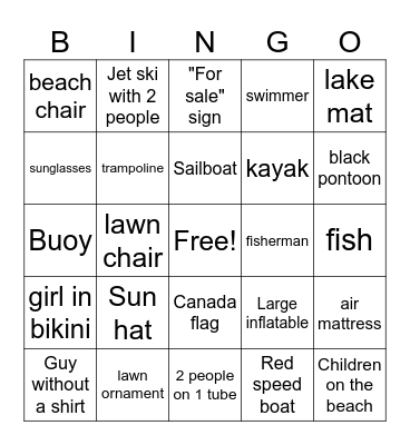 Boat Bingo Card