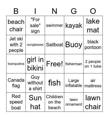 Boat Bingo Card