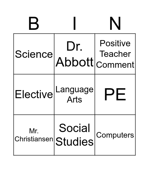 Untitled Bingo Card