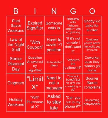 Hy-Vee Bingo Card