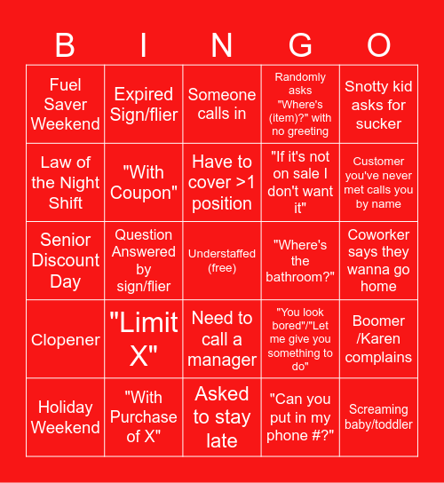 Hy-Vee Bingo Card