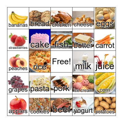 Food Bingo Card