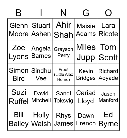 TM Contestant Bingo Card