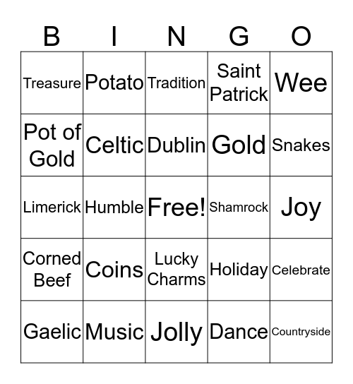 ST. PATRICK'S DAY Bingo Card