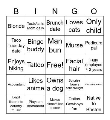 Dating Bingo Card