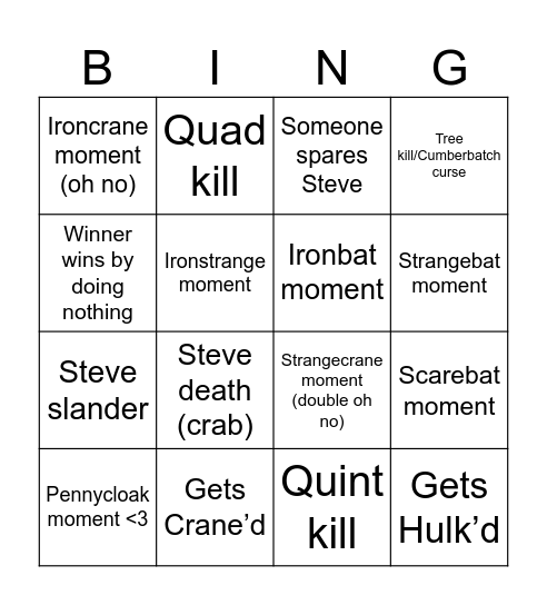 blorbo games bingo Card