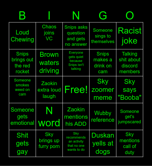 DISCORD BINGO Card