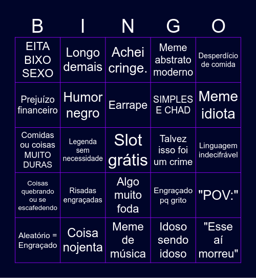 BINGO DE MEMES DO ZORD Bingo Card