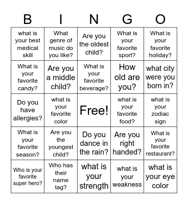 Icebreaker Yellow Mod Bingo Card