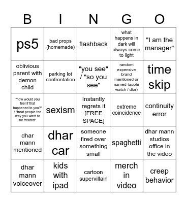 Dhar Mann Bingo v3 Bingo Card