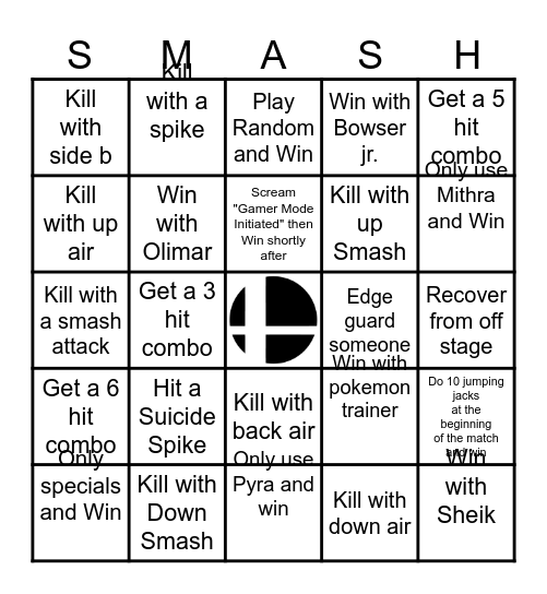Smash Club Bingo - Intermediate Bingo Card