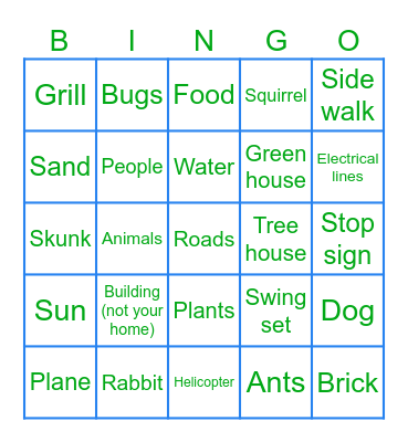 OUTSIDE BIRDO Bingo Card