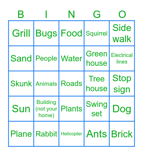 OUTSIDE BIRDO Bingo Card
