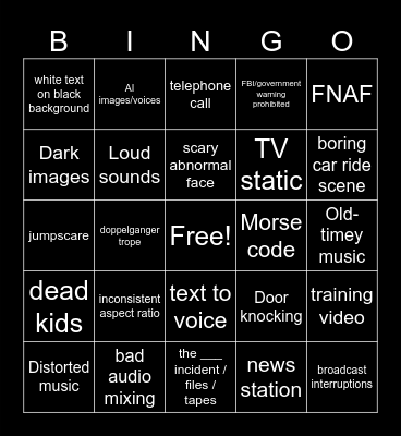 GOOSE BOOSE ARG/ANALOG/DITIGAL HORROR BINGO!! Bingo Card