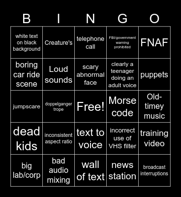 GOOSE BOOSE ARG/ANALOG/DITIGAL HORROR BINGO!! Bingo Card