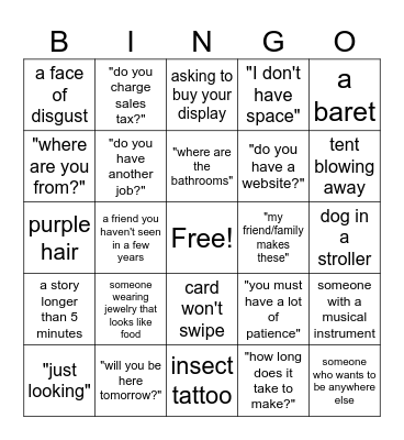 Art Show Bingo Card