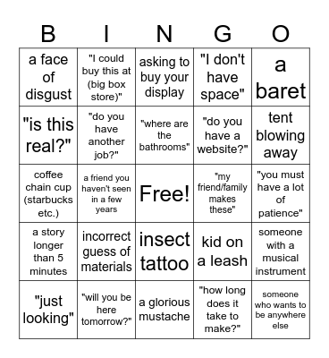 Art Show Bingo Card