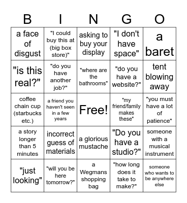 Art Show Bingo Card