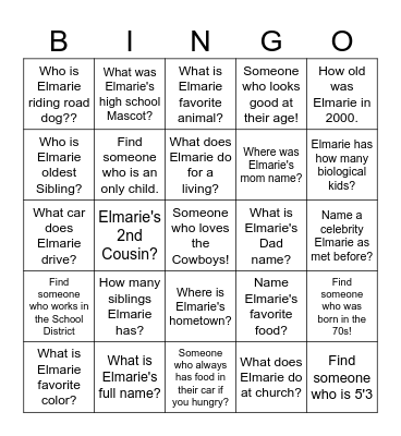 Birthday Girl Bingo Card