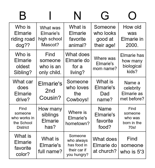 Birthday Girl Bingo Card