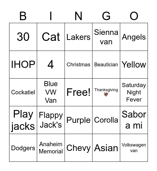 Yorlie Bingo Card