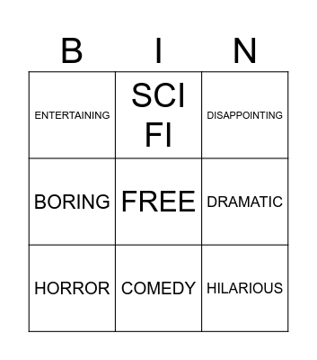 Movie Bing Bingo Card