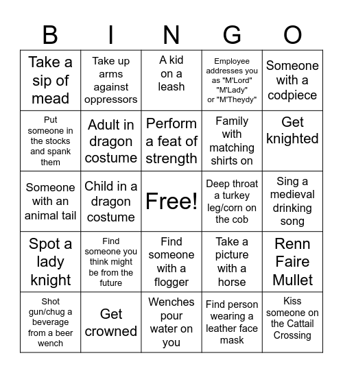 Poly Cule Renn Faire Bingo Card