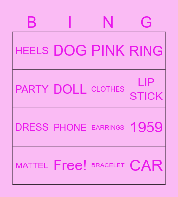 BARBIE BINGO Card