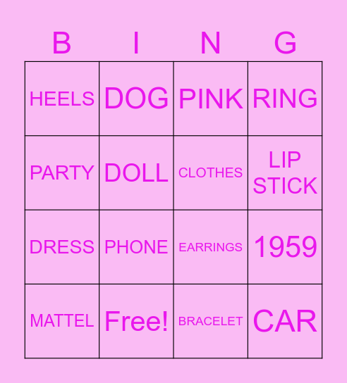 BARBIE BINGO Card