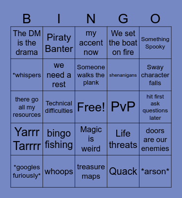 Space Pirates Bingo Card