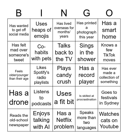 Find someone who... Bingo Card