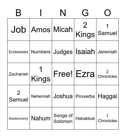 Old Testament Bingo Card