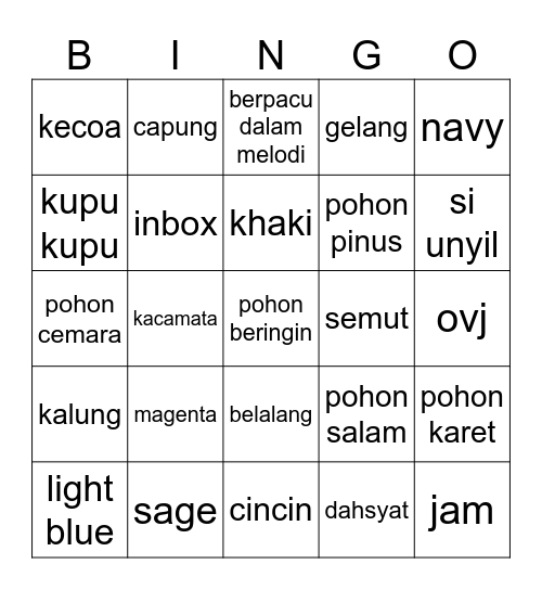 lala Bingo Card