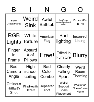 Zillow House Bingo Card