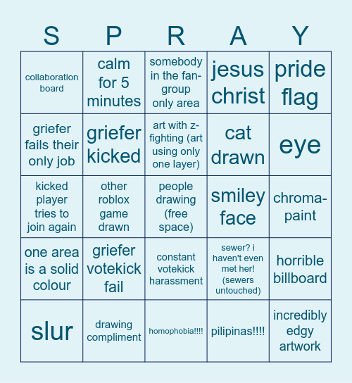 spray paint bingo Card