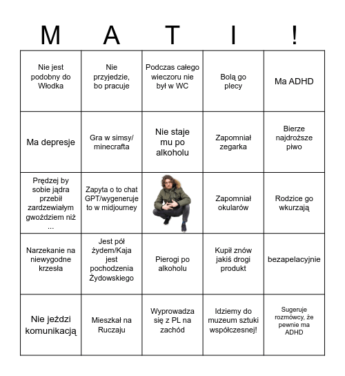 Mateuszowe Bingo Card